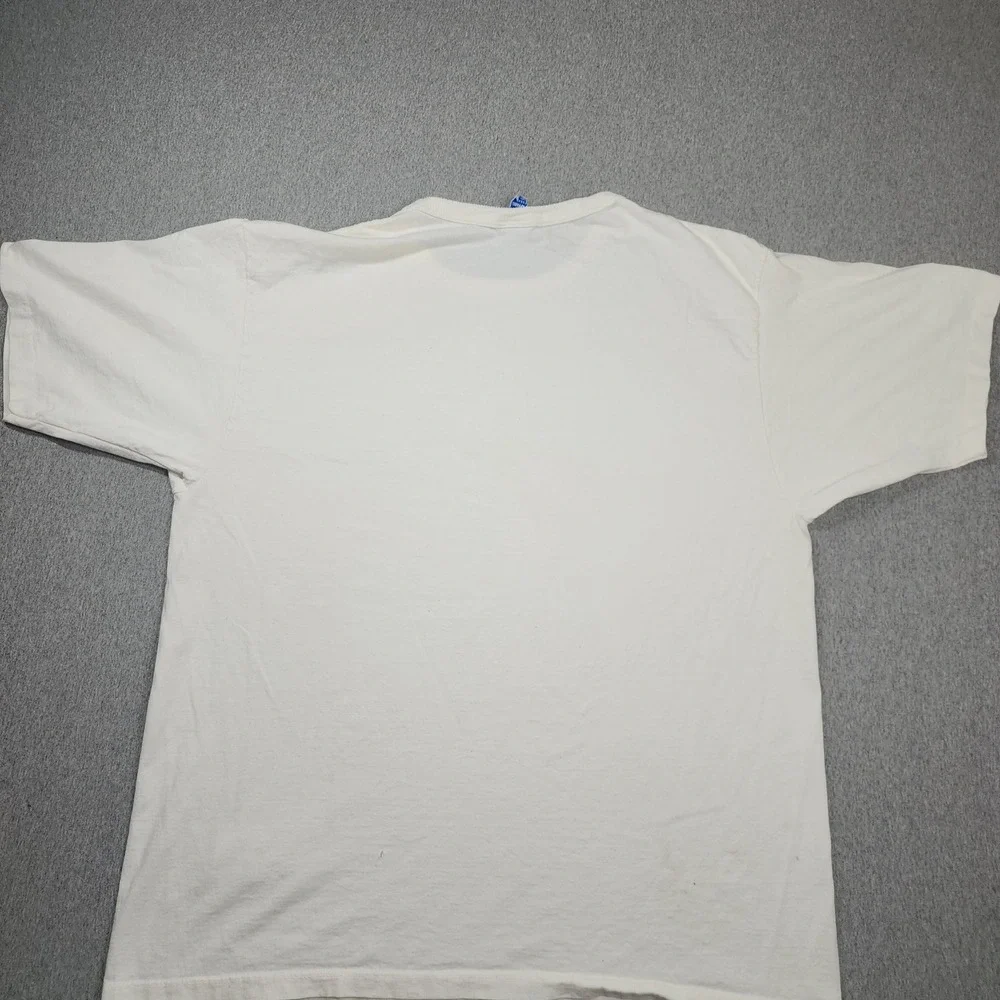 Champion T-Shirt Mens XL Off-White Good Short Sleeve Crew Neck Embroidered Patch - Picture 11 of 14